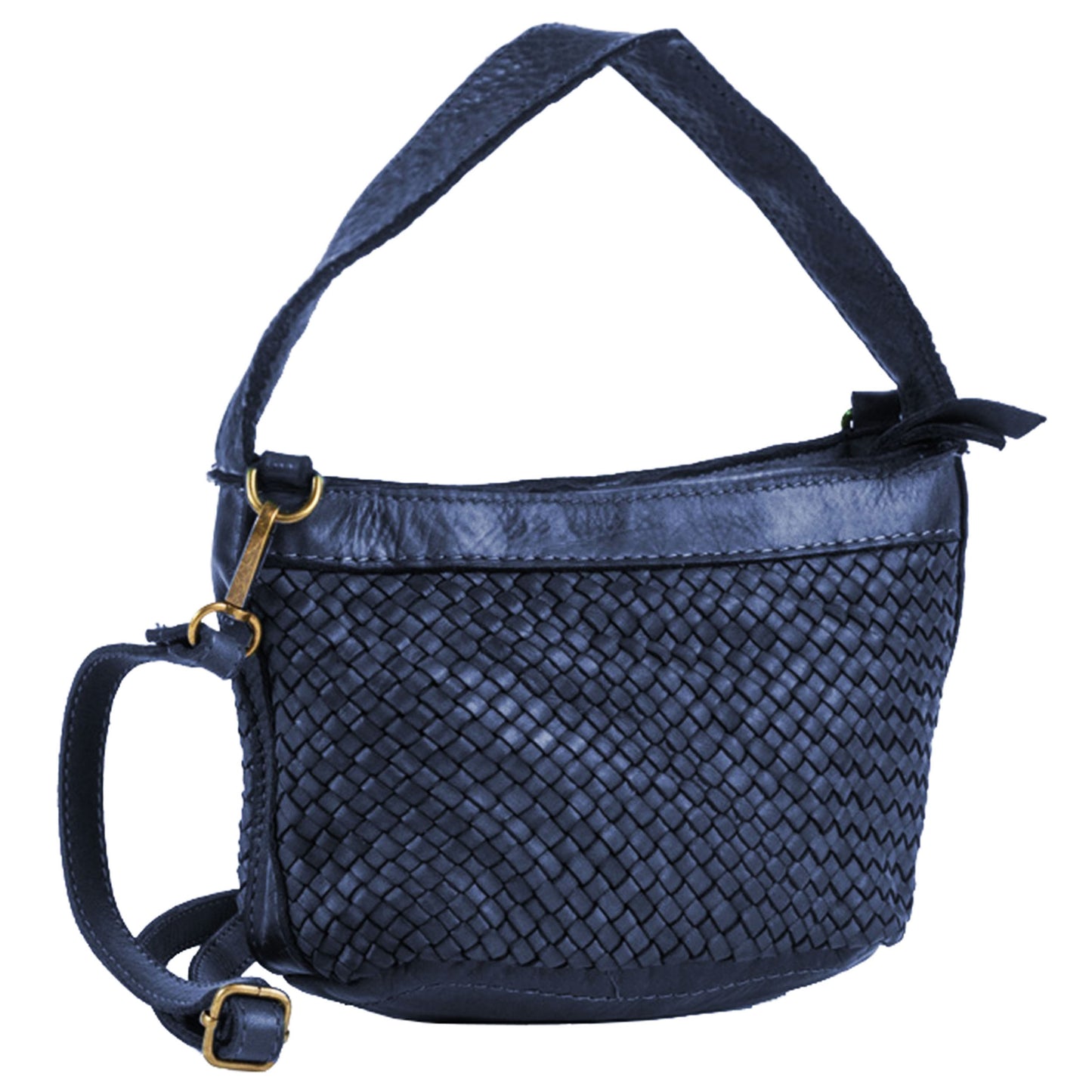 Borsa Pelle  Morbida Intreccio ATuttoColore Blu