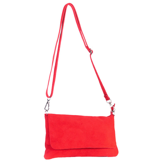 Borsa Suede Pochette con pattin e zip Rosso