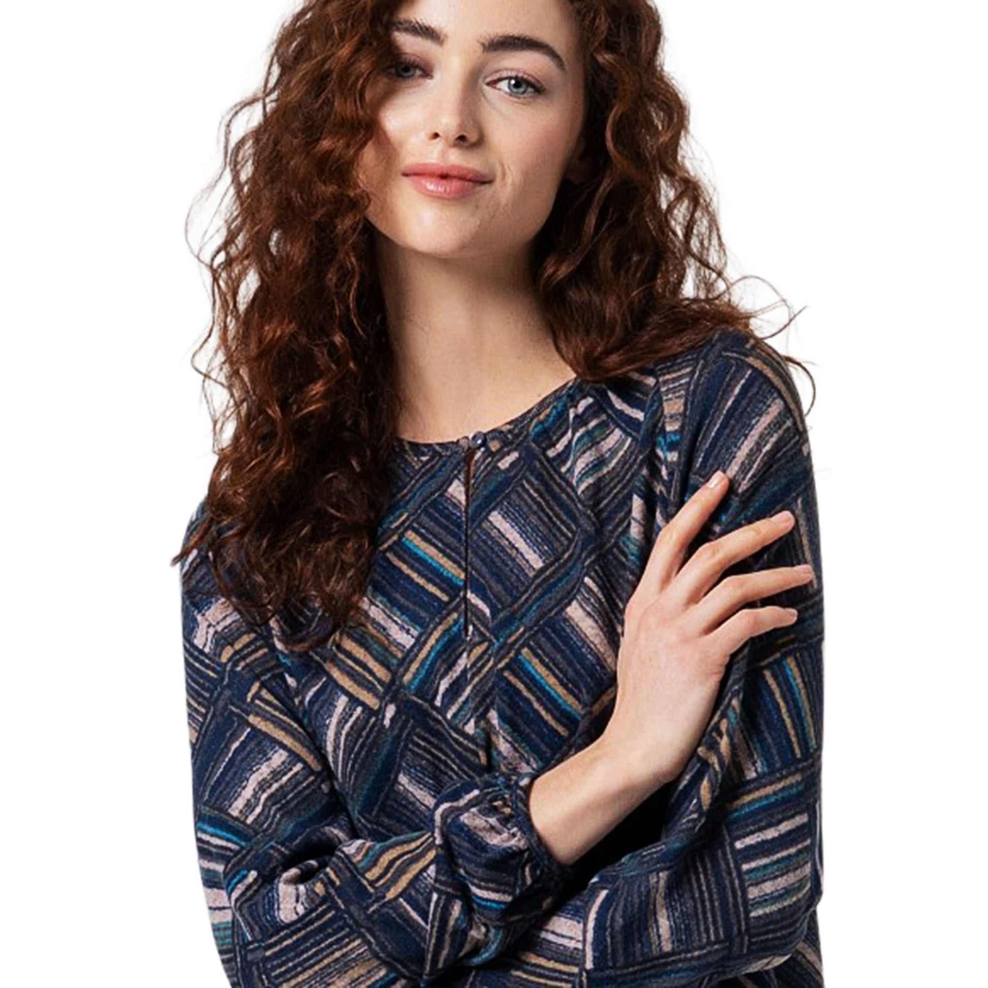 SURKANA - T-shirt geometrica con scollo a goccia-SURKANA-VIALESCARPE