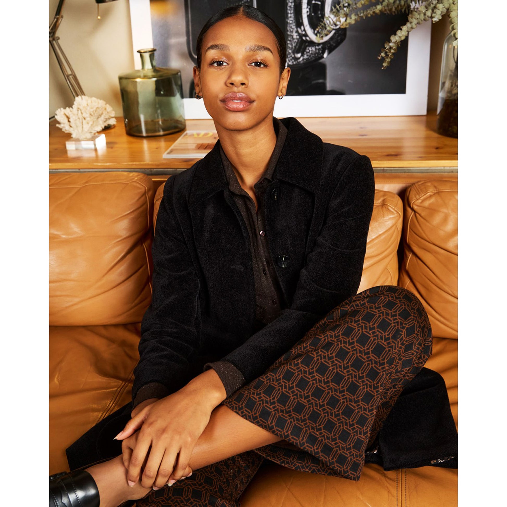 SURKANA - Pantaloni taglio dritto con stampa geometrica Nero-SURKANA-VIALESCARPE