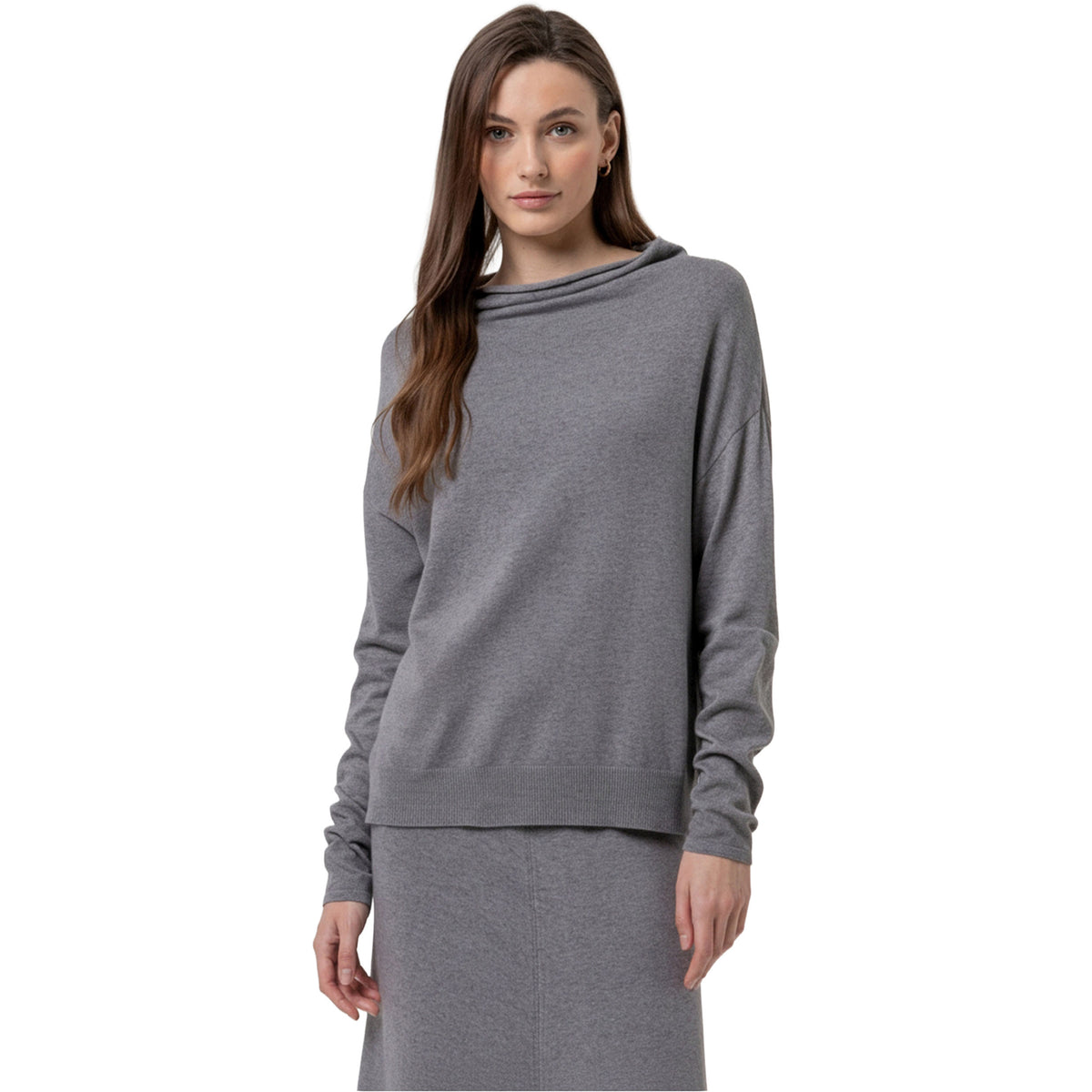 SURKANA Maglione in Maglia di Cotone Grigio Melange