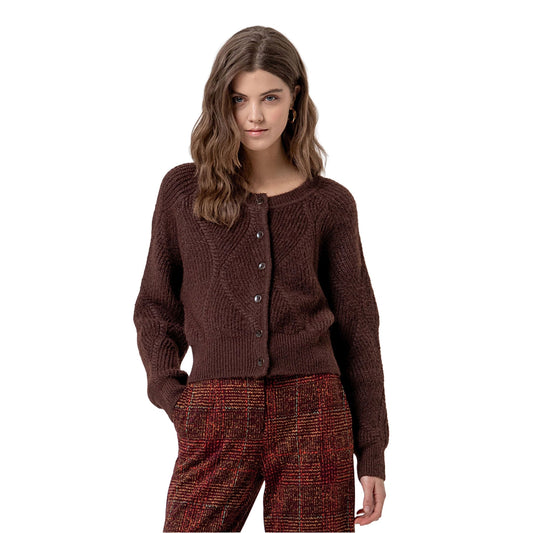 SURKANA Cardigan girocollo con trecce Cioccolato