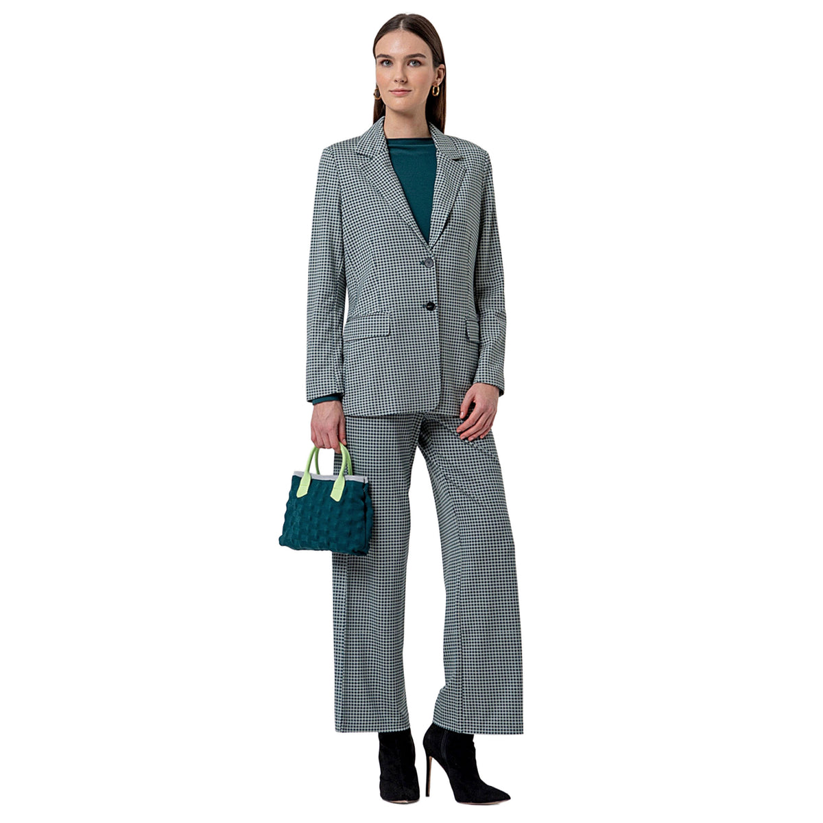 SURKANA Blazer Ampio con Stampa Geometrica Grigio