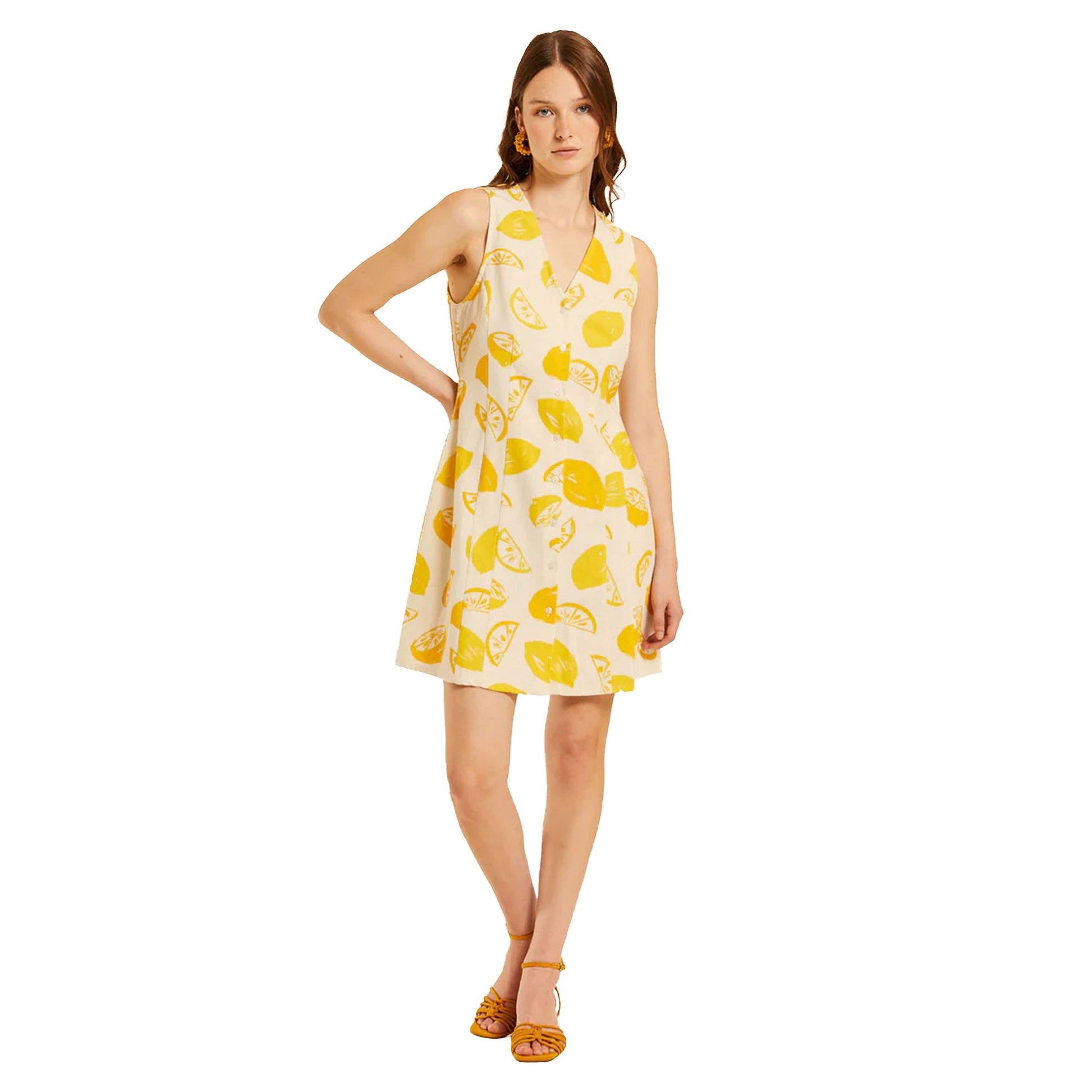 PEPALOVES Vestito Skate con Limoni Bianco e Giallo-PEPALOVES-VIALESCARPE