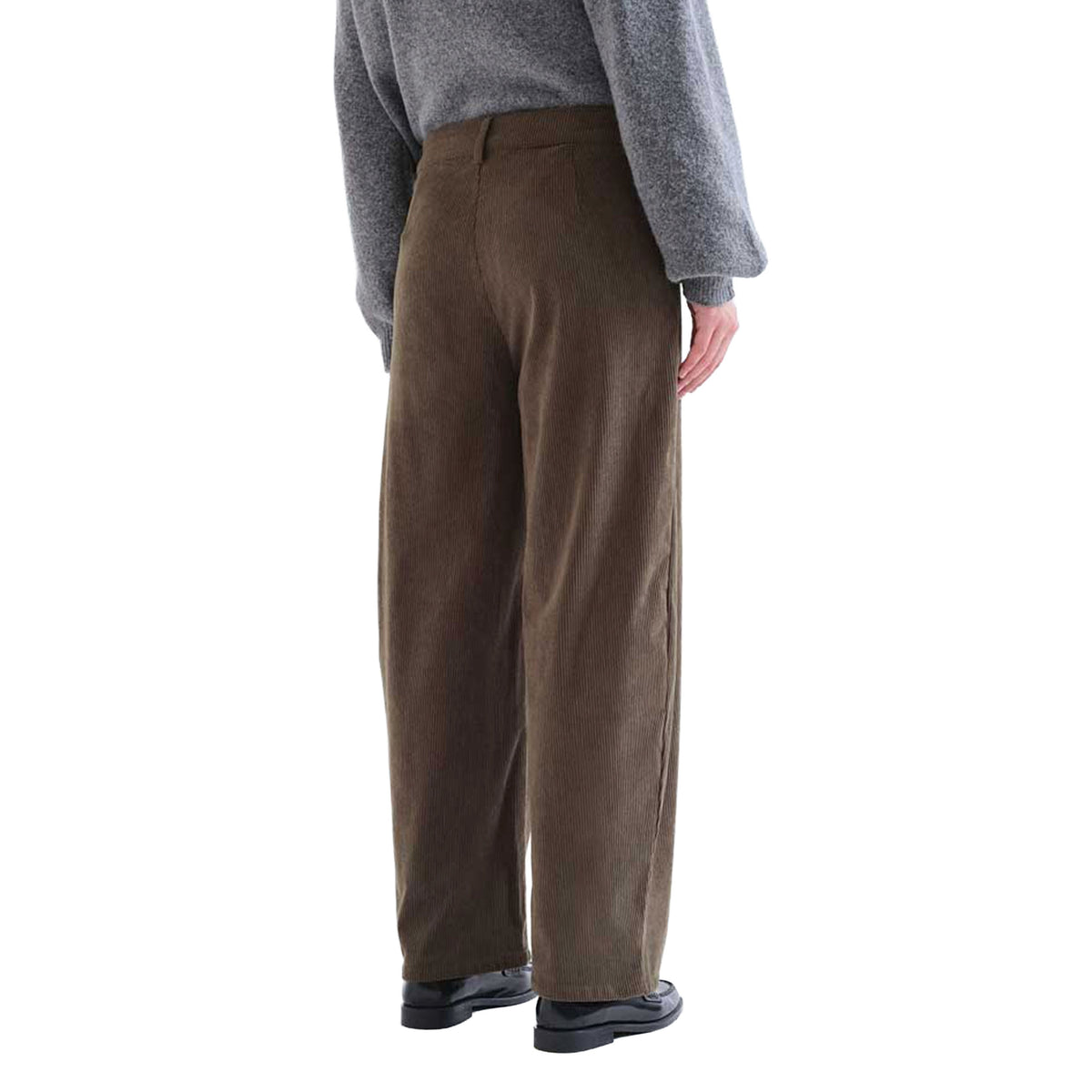 COMPAÑÍA FANTÁSTICA Pantaloni in velluto marrone scuro