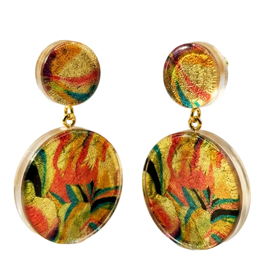 SURKANA Orecchini in resina con motivo floreale multicolore