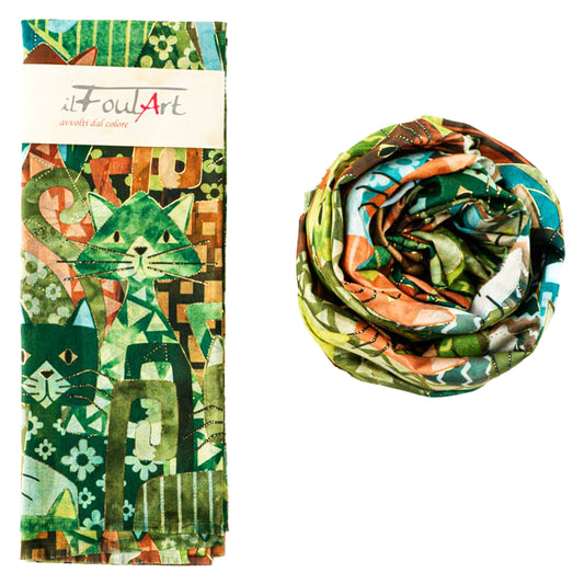 Scialle Stola FoulART Oro DoubleFace Gattoni Verde
