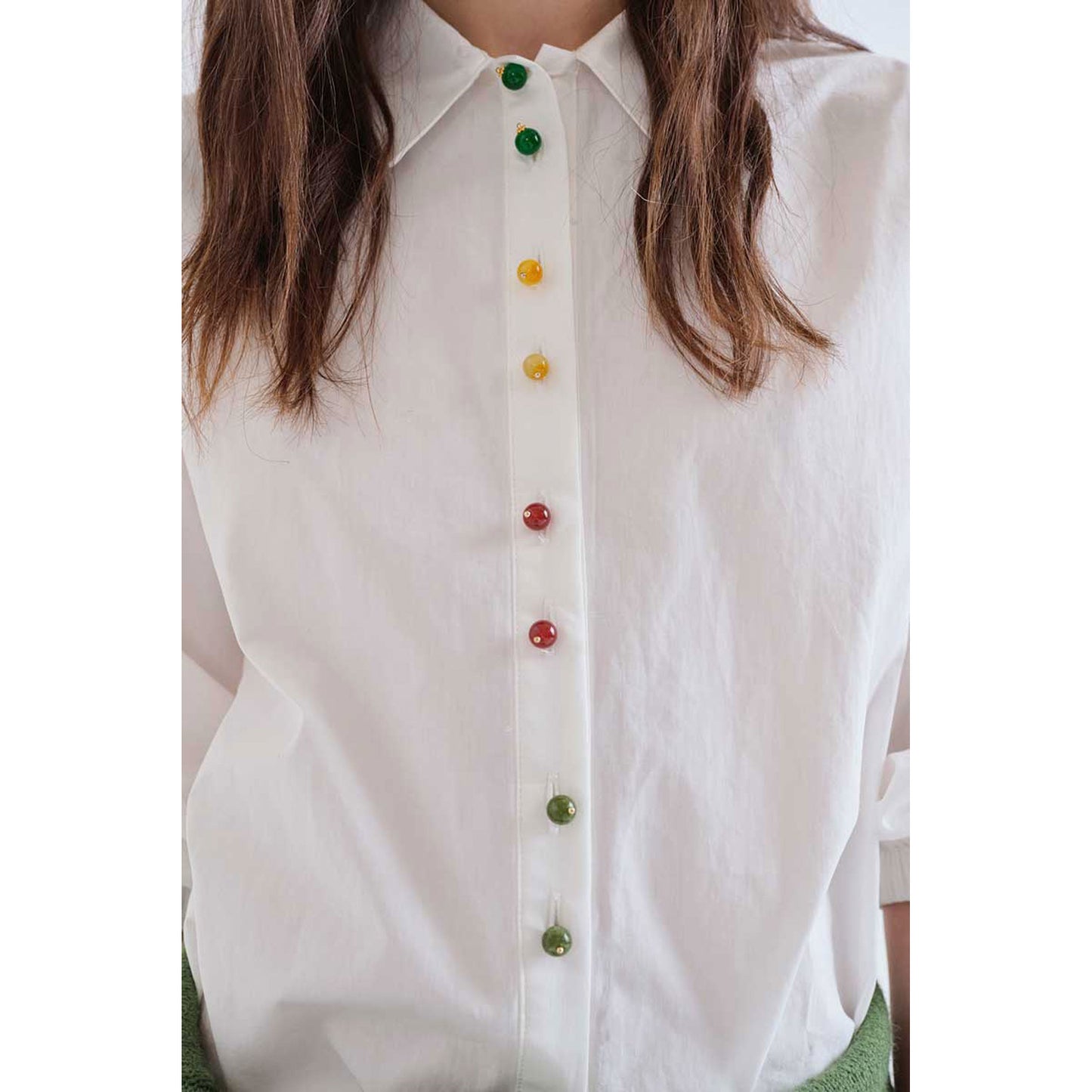 COMPAÑÍA FANTÁSTICA Camicia bianca con bottoni gioiello