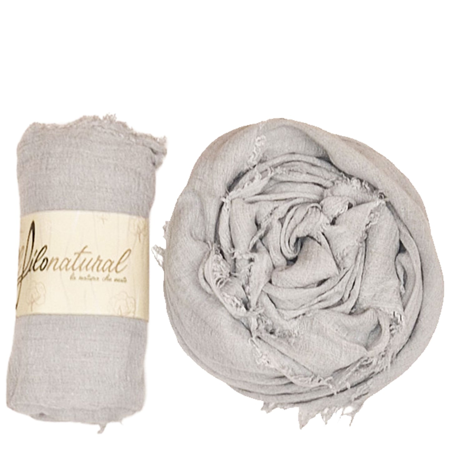 Scialle Foulard Pareo in Lino e Viscosa Grigio Chiaro