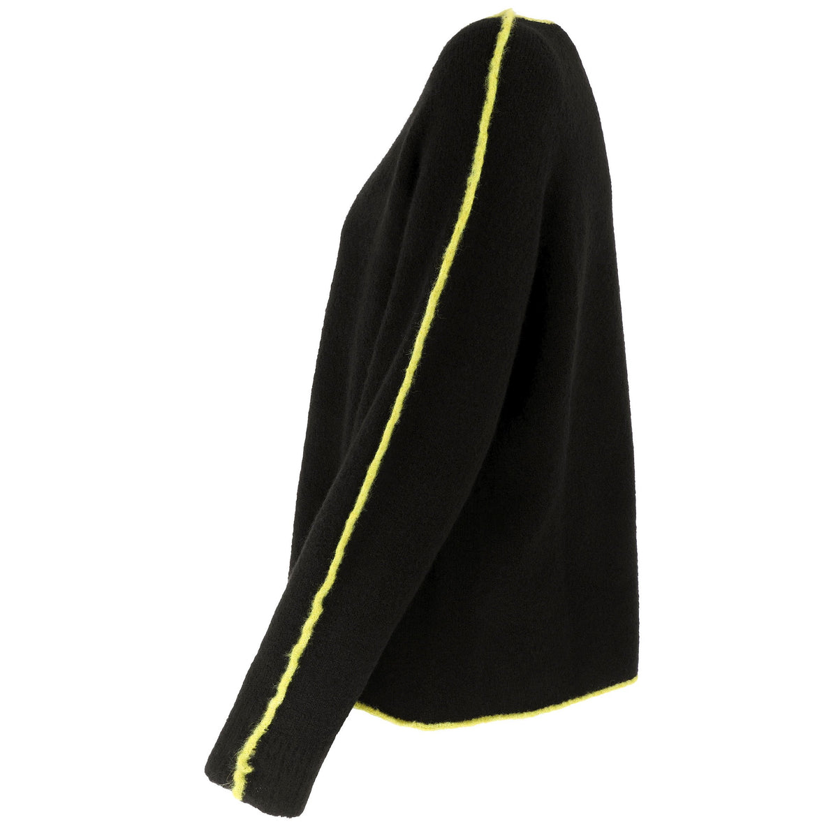 KARAKORUM Maglia Fabrizia nera con bordi lime.