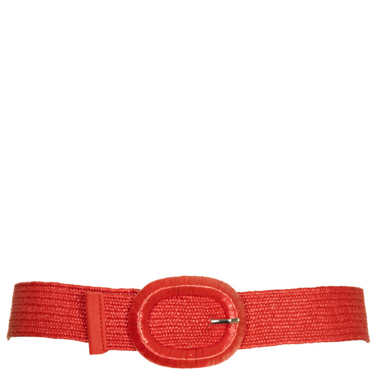 Cintura Elastica Fibbia ovale Rafia Rosso