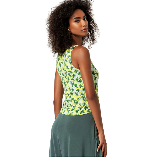 SURKANA Top a spalline con scollo rotondo Verde Chiaro