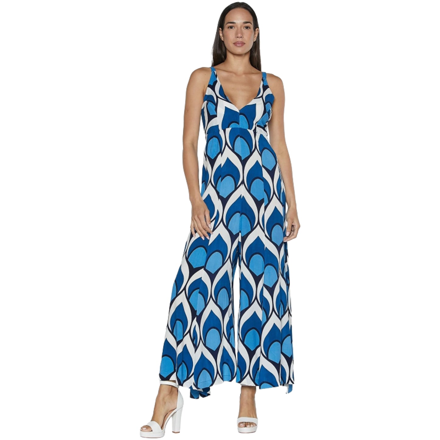 BABA DESIGN Jumpsuit OCEAN HALO Bianco e Azzurro