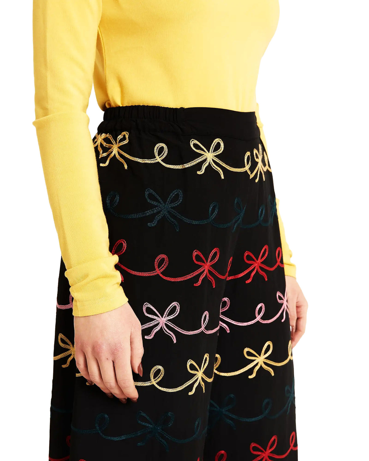 PEPALOVES Pantaloni cropped ricamati con lacci