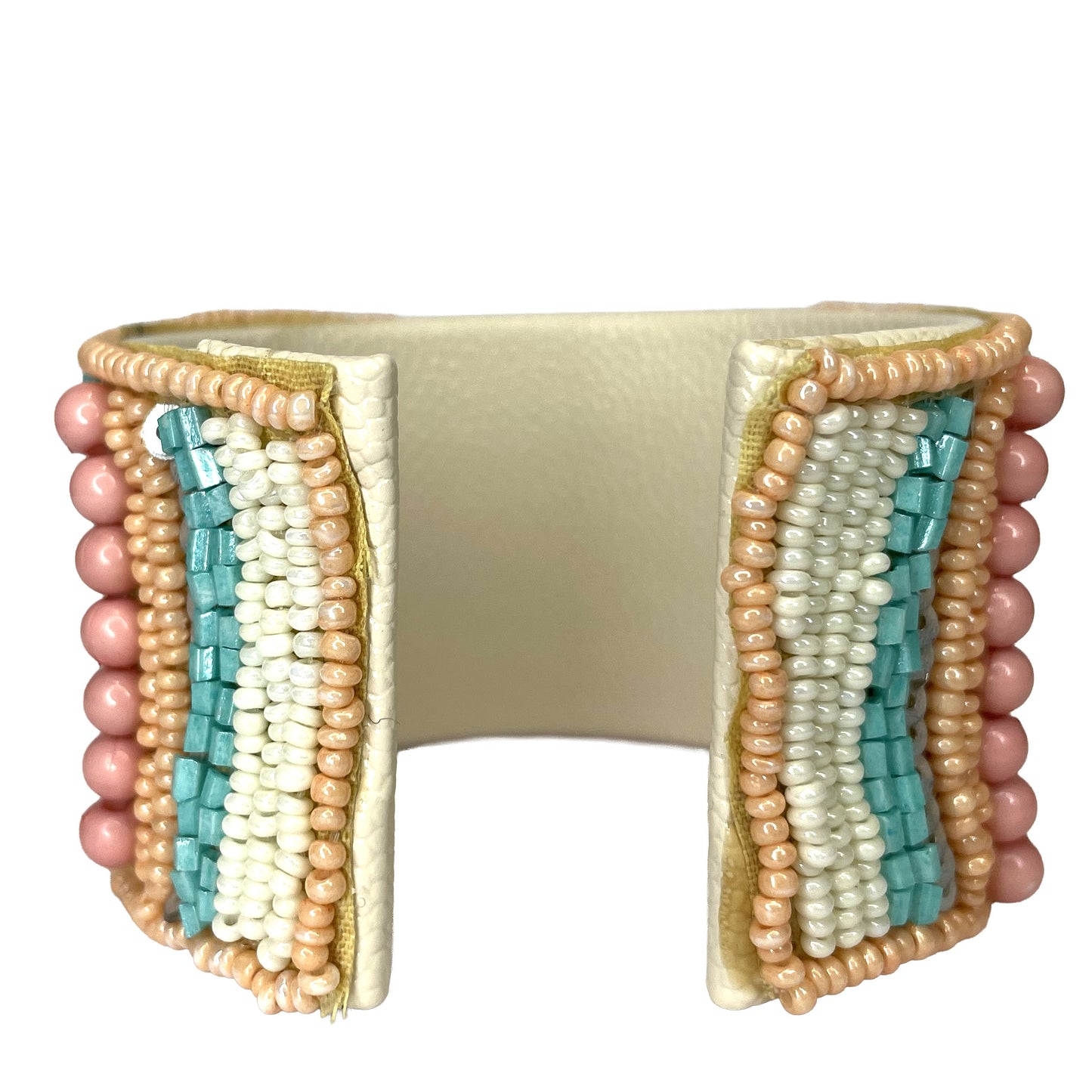 SURKANA Bracciale rigido boho rosa cipria e turchese