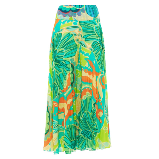 BABA DESIGN - Pantaloni larghi cropped MYSTIC LAGOON