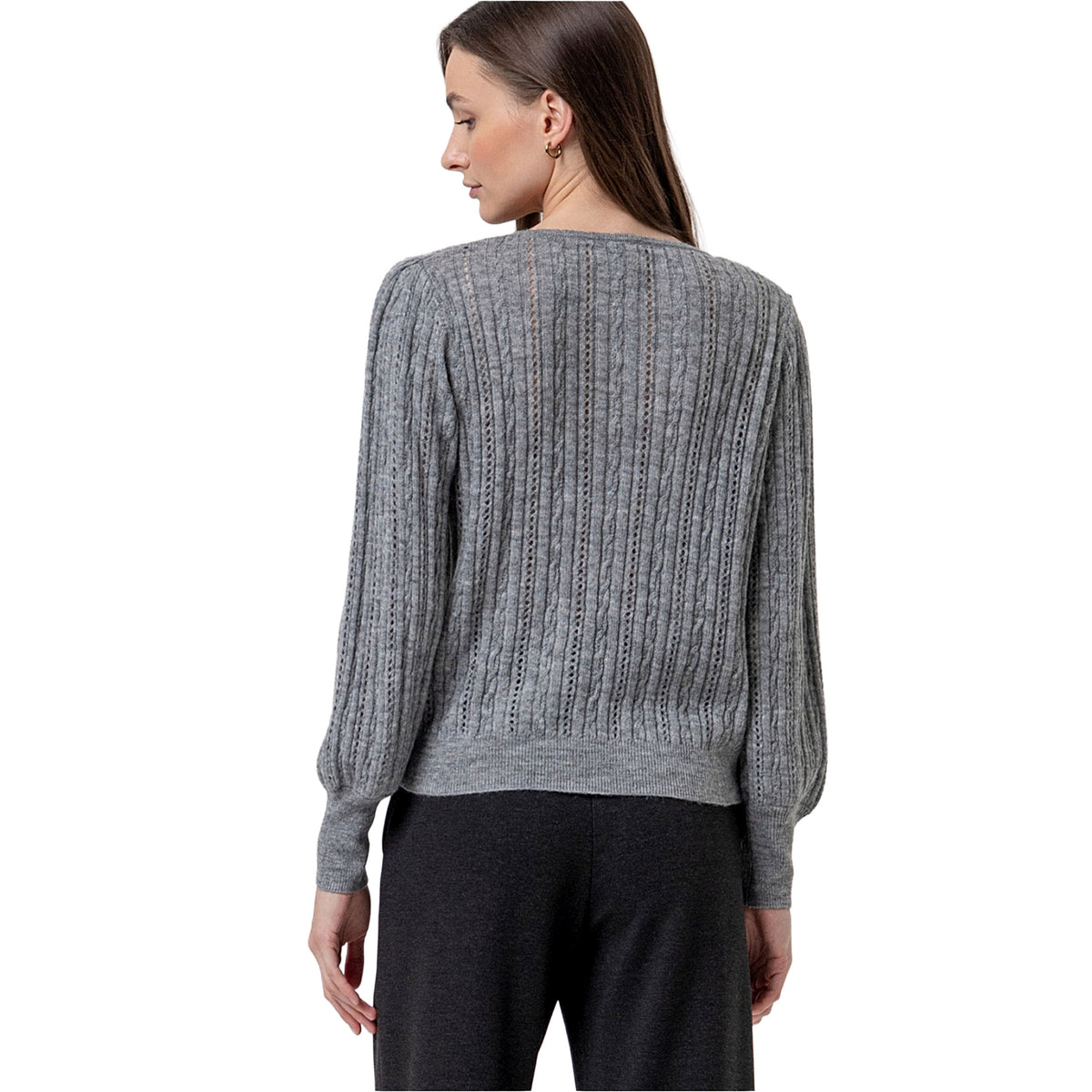 SURKANA Maglione Trafporato in Maglia Grigio Melange