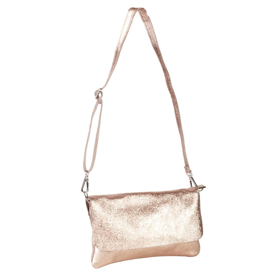 Borsa Pochette con Pattina e zip Pelle Laminata
