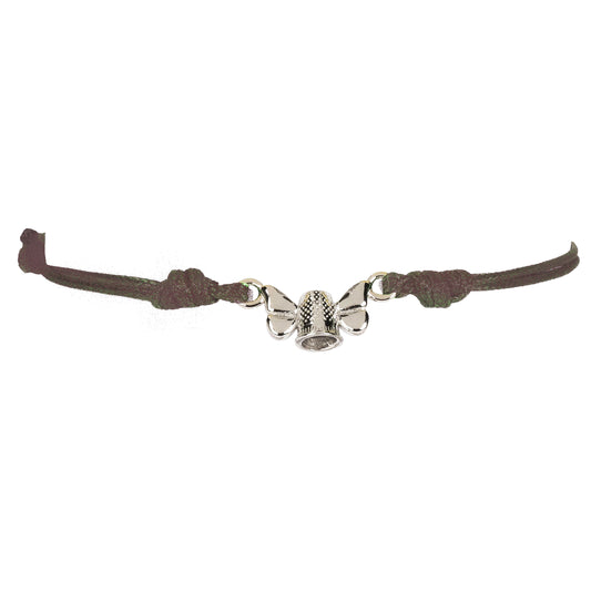Bracciale Filo Magico Cotone Ditale rodio FARFALLA