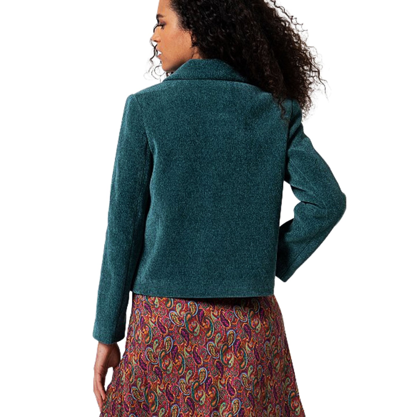 SURKANA - Giacca a doppio petto in ciniglia, con fodera stampata-SURKANA-VIALESCARPE