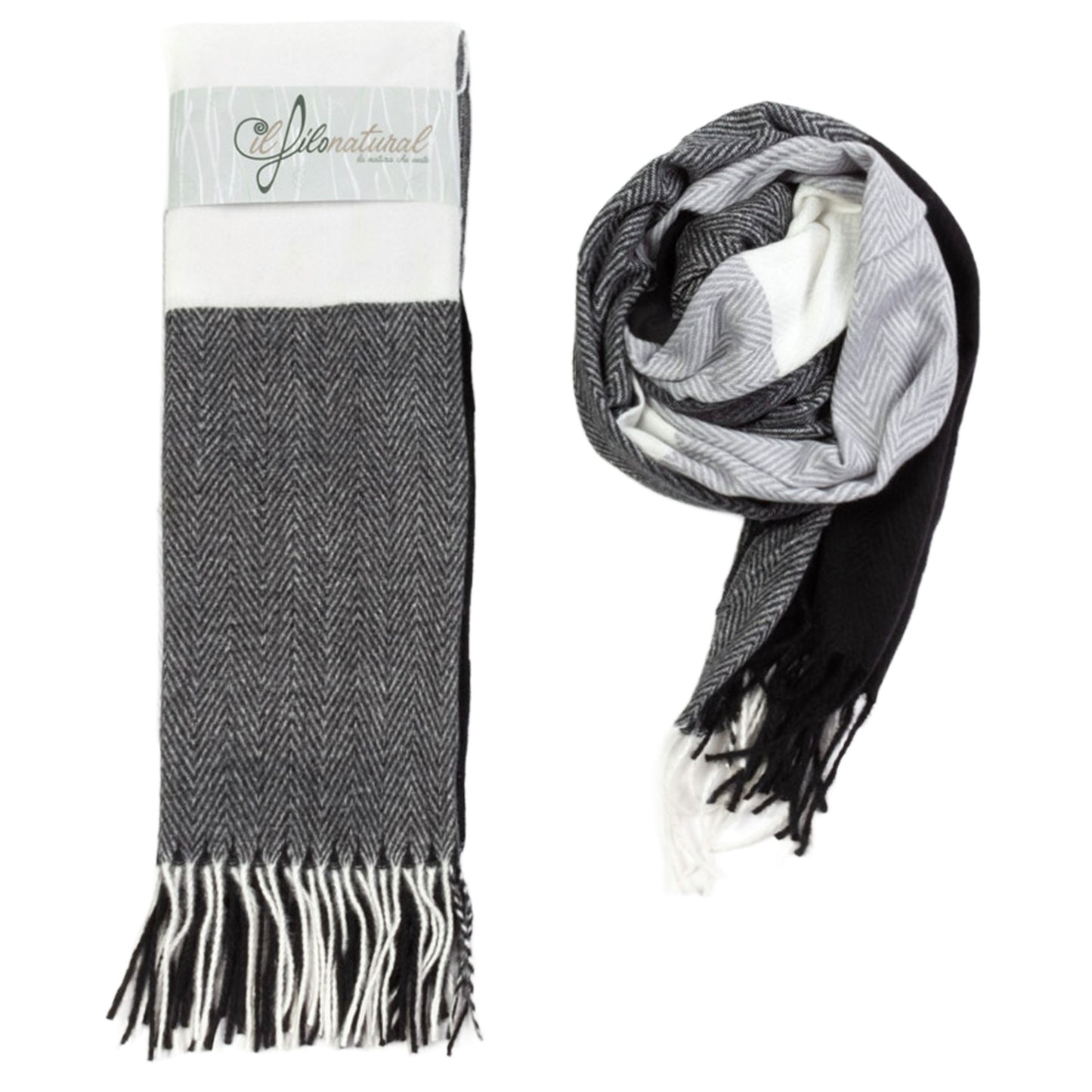 Scialle Stola IlFiloNatural Spina Pesce Quadroni