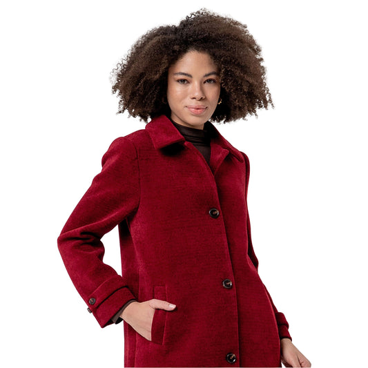 SURKANA Cappotto lungo in ciniglia Rosso Inglese