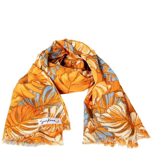 SURKANA Foulard rettangolare stampato con frange corte Mattone