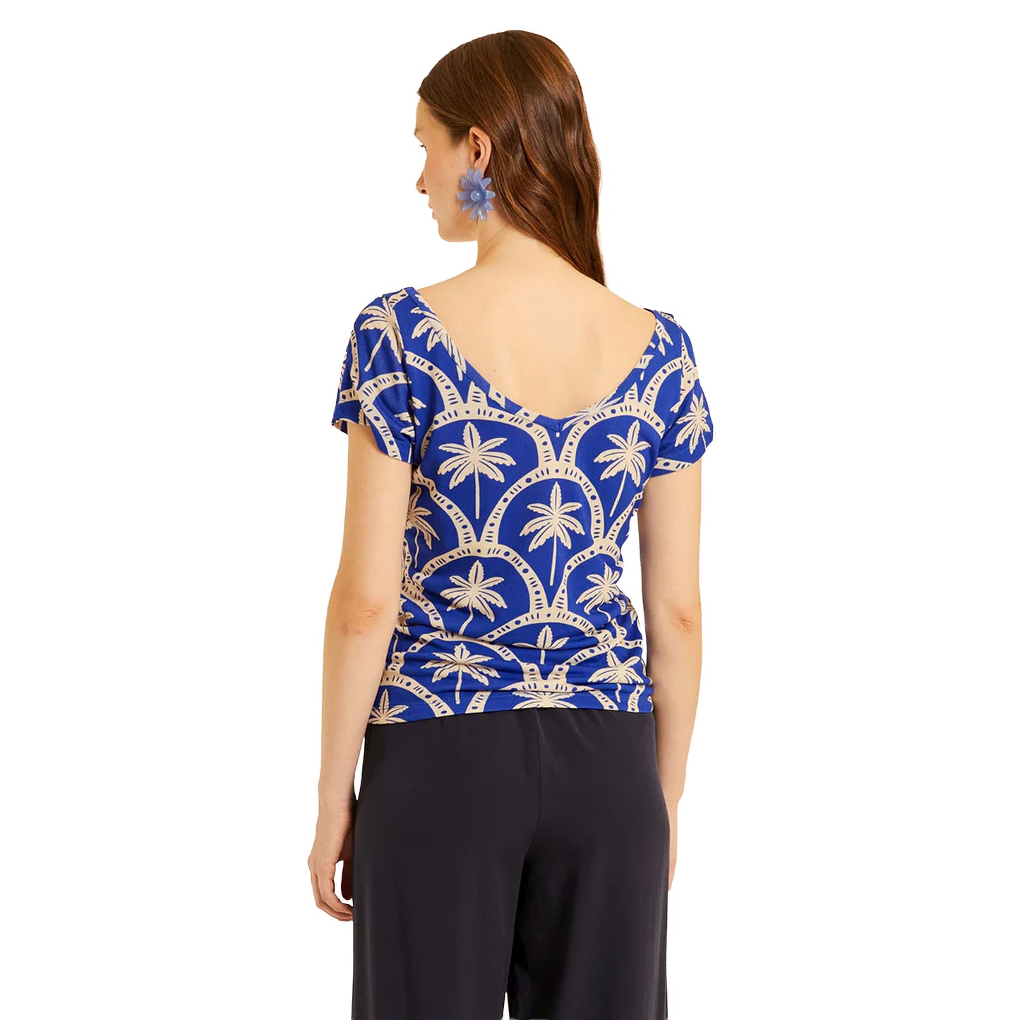 PEPALOVES Top Casablanca con Arricciatura Bluette e Beige