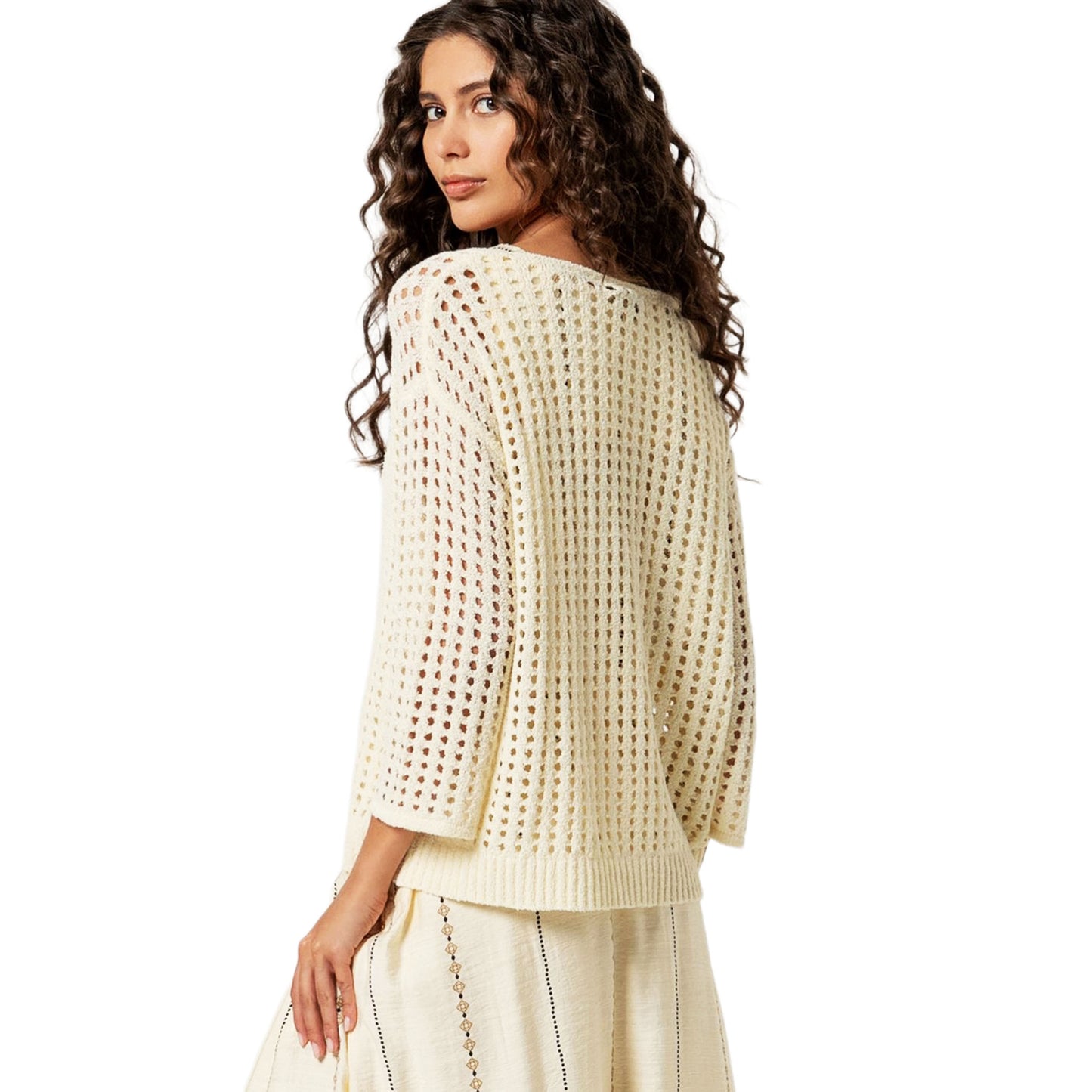 SURKANA Maglia con Scollo a V Panna