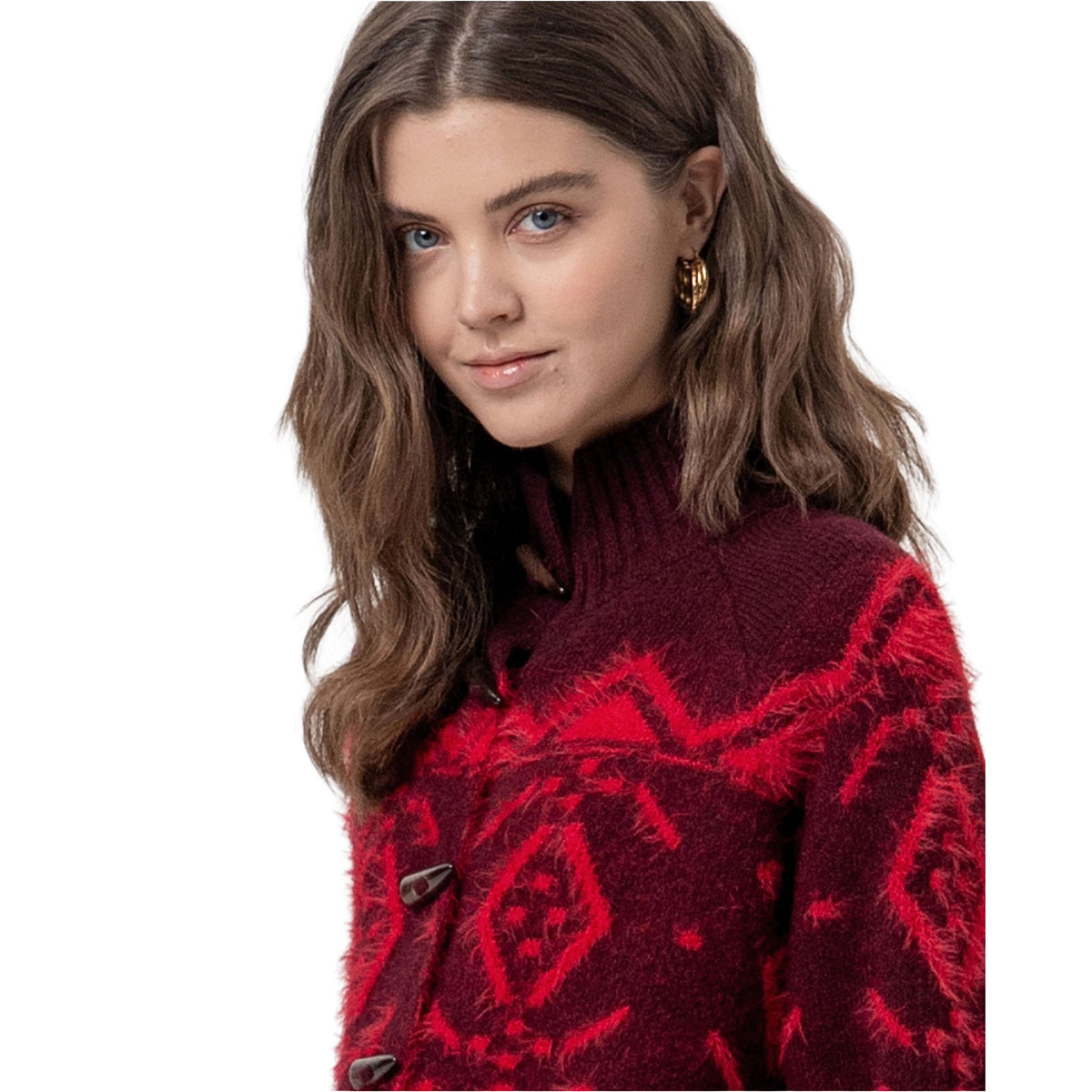 Giacca jacquard collo a imbuto