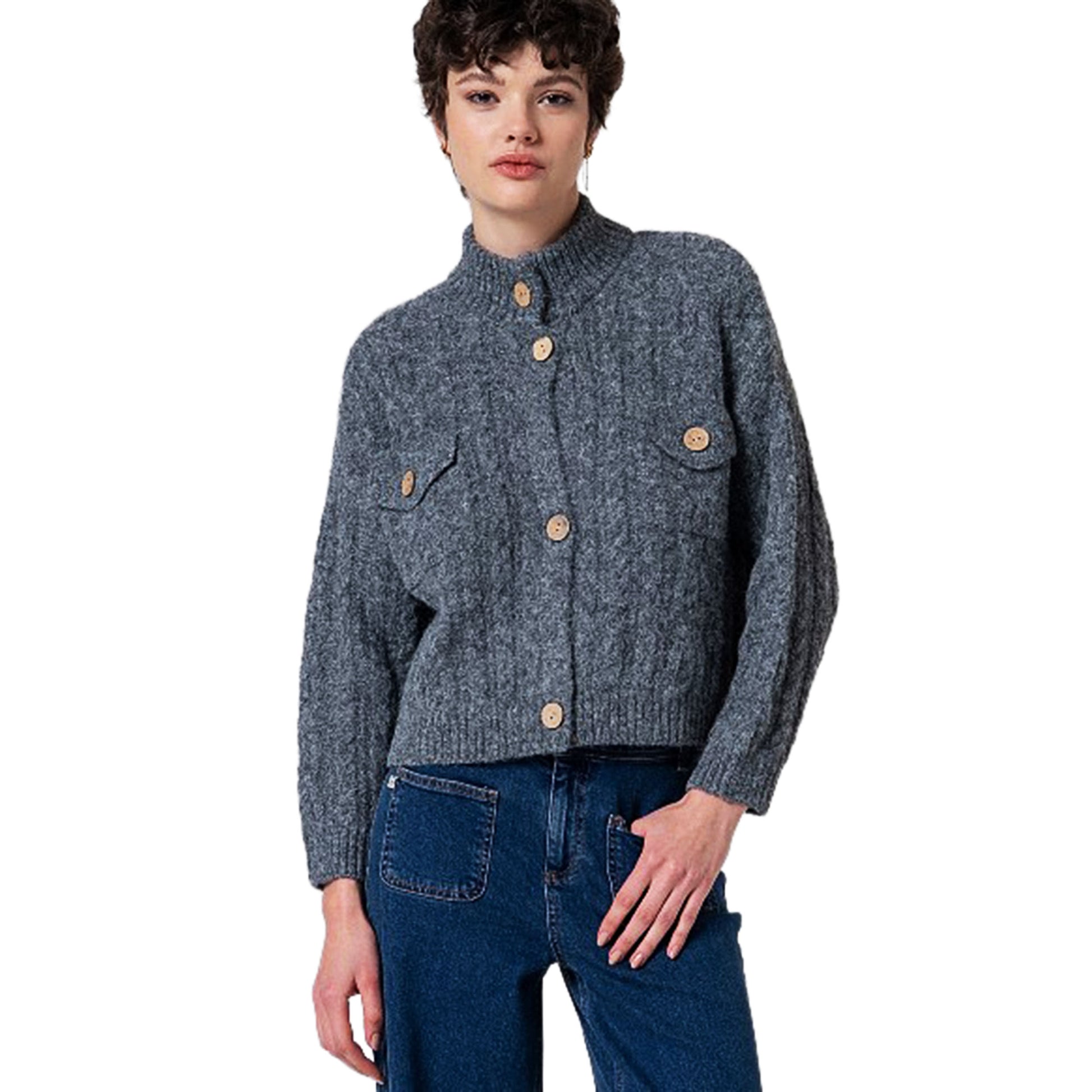 SURKANA - Cardigan oversize in maglia attorcigliata-SURKANA-VIALESCARPE