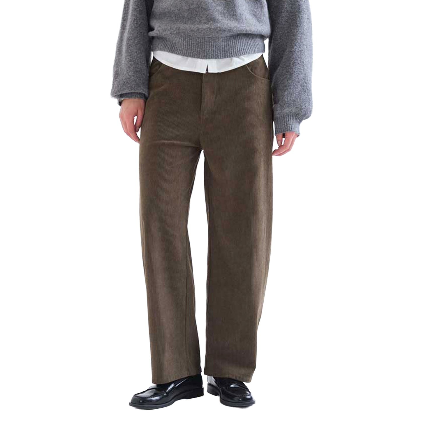 COMPAÑÍA FANTÁSTICA Pantaloni in velluto marrone scuro