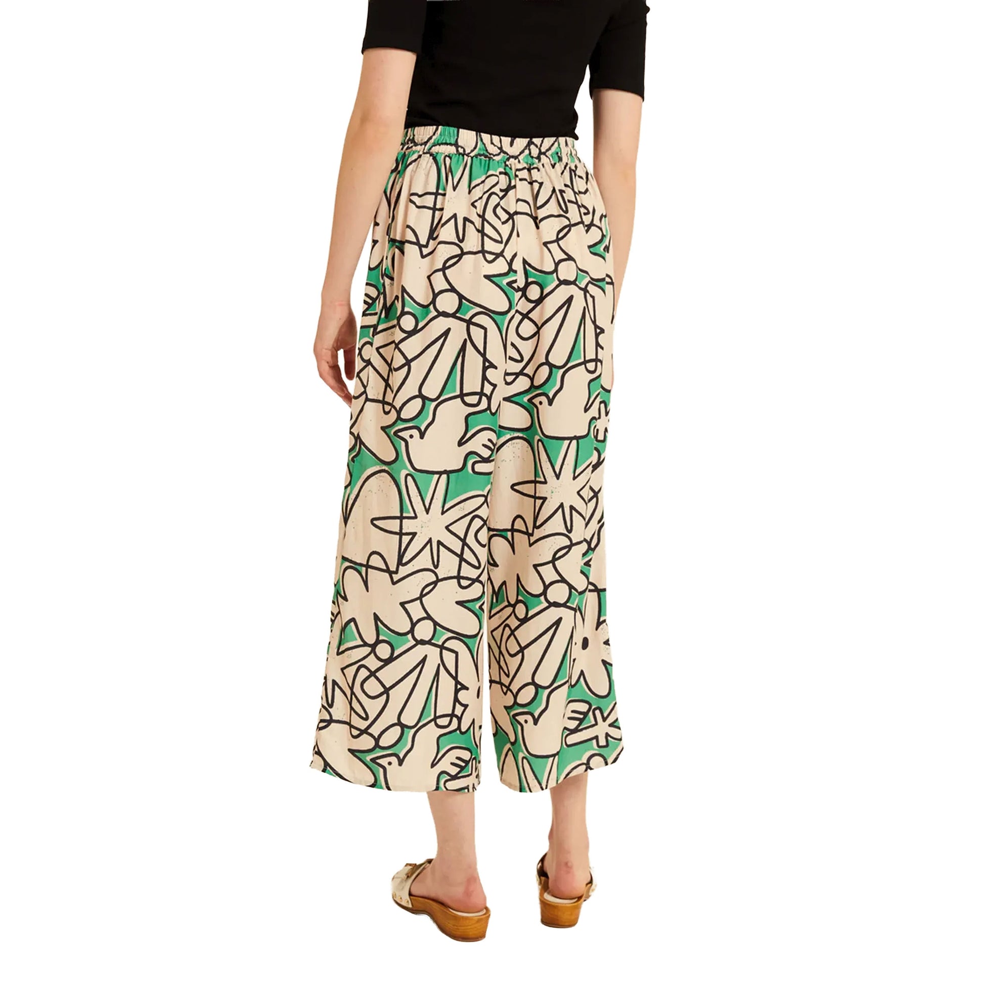 PEPALOVES Pantaloni Cropped Kubiste Beige, Nero e Verde-PEPALOVES-VIALESCARPE