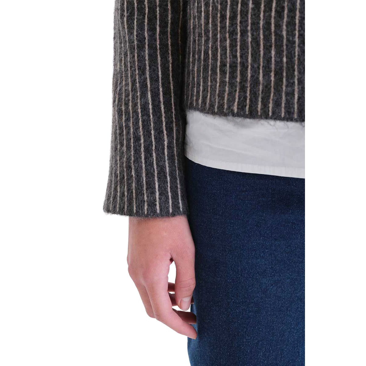 COMPAÑÍA FANTÁSTICA Cardigan a righe grigio scuro e bianco