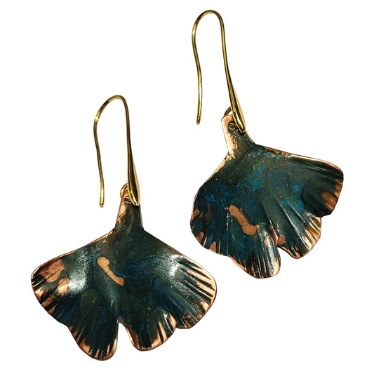 HOIKO Orecchini in rame e ottone foglia di Ginko 02