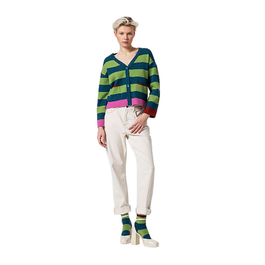 SURKANA - Cardigan corto a righe, con scollo a V-SURKANA-VIALESCARPE