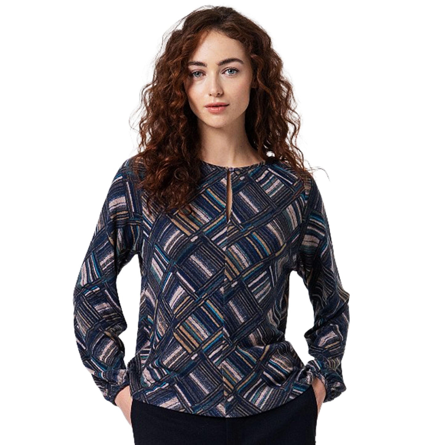 SURKANA - T-shirt geometrica con scollo a goccia-SURKANA-VIALESCARPE