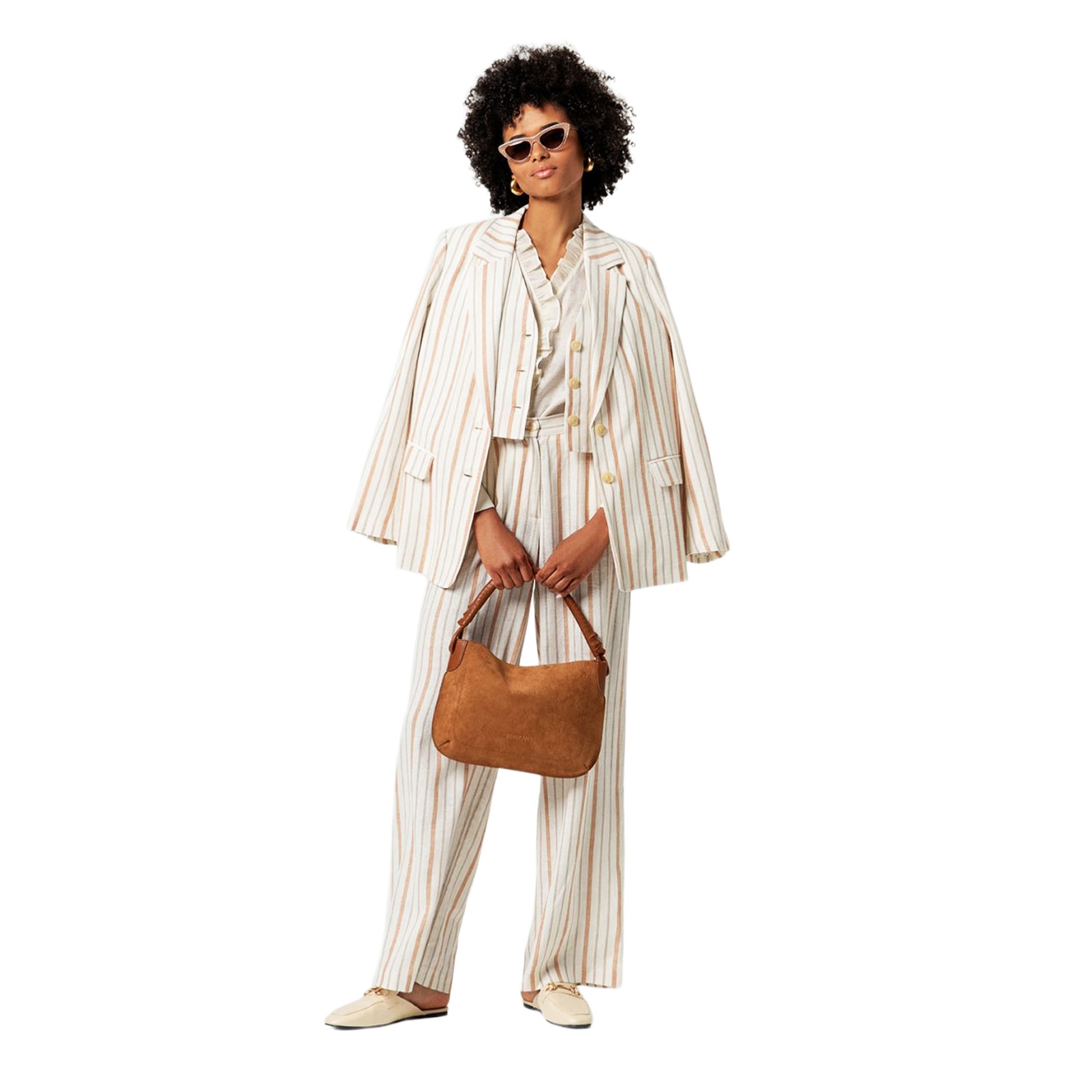 SURKANA Gilet Corto a Righe Panna e Cotto-SURKANA-VIALESCARPE