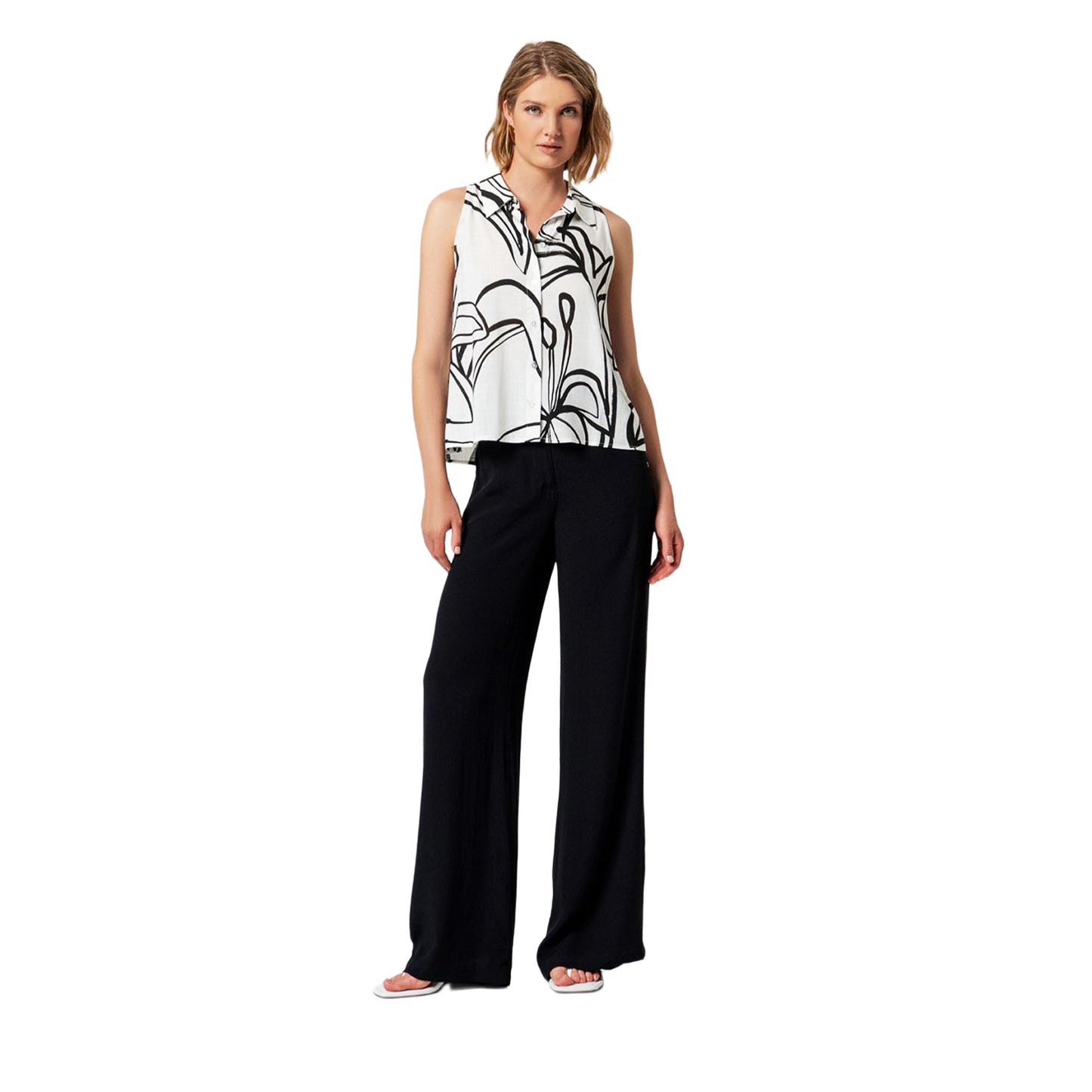 SURKANA Camicia senza maniche con stampa floreale grafica