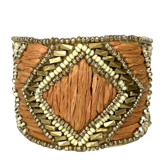 SURKANA Bracciale rigido ricamato nude con perline