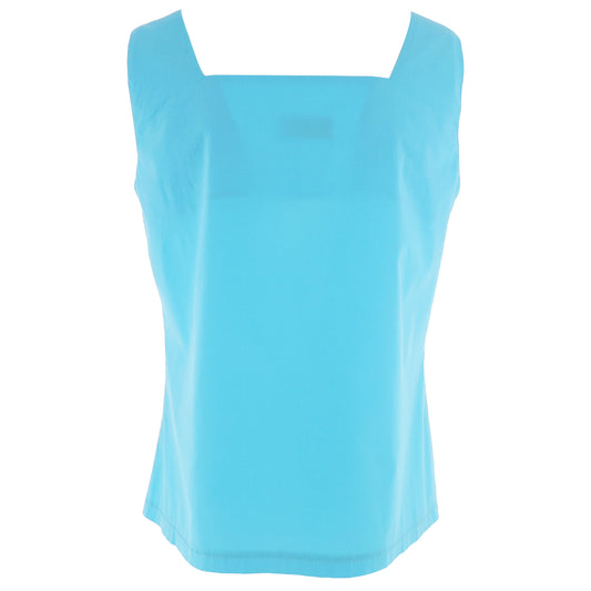 Top Donna KARAKORUM Estella Turchese in Cotone con Arricciatura Frontale.