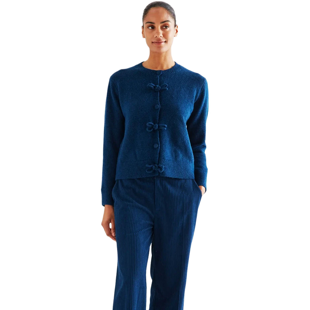 COMPAÑÍA FANTÁSTICA Cardigan blu navy con bottoni annodati
