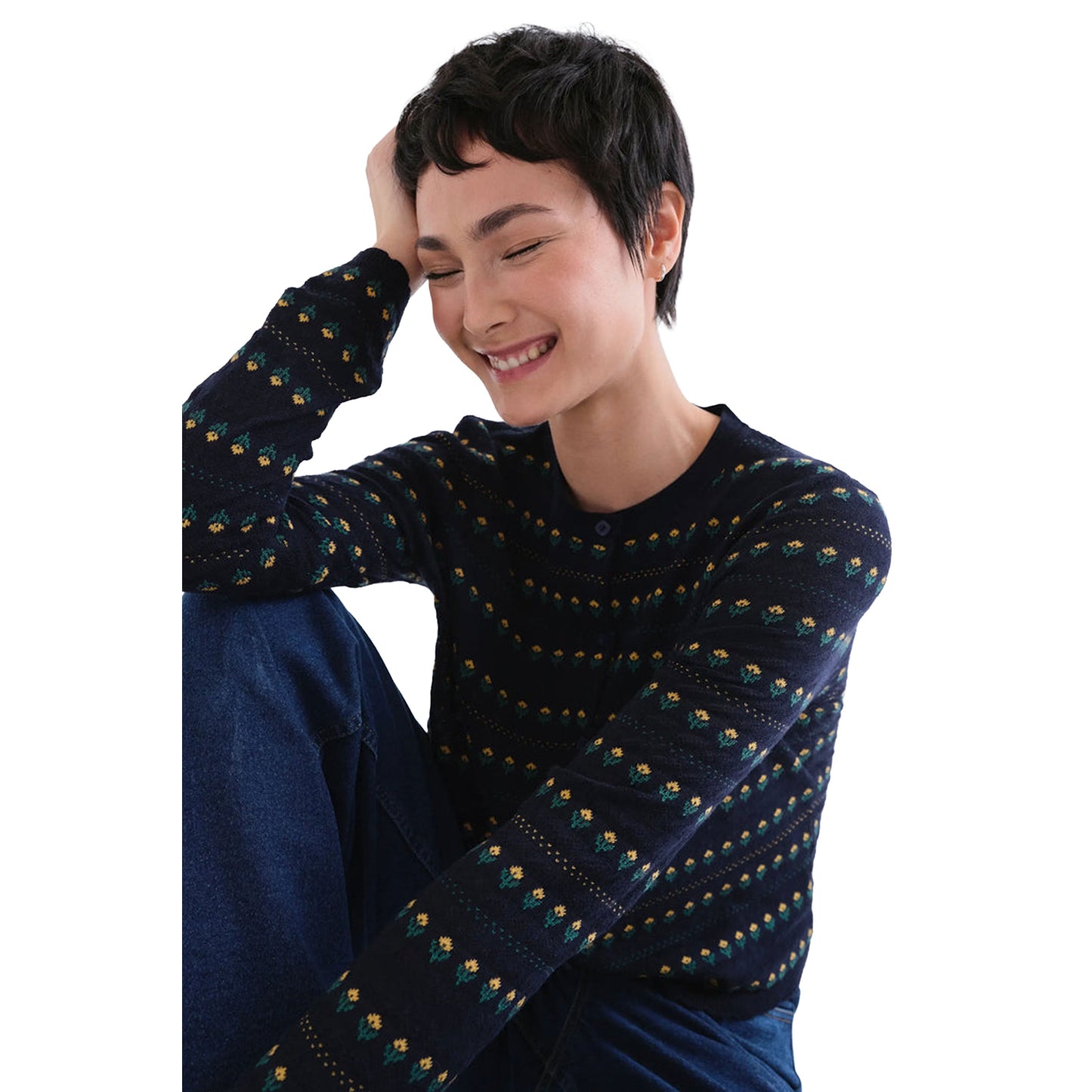 COMPAÑÍA FANTÁSTICA Cardigan Jacquard Blu Navy