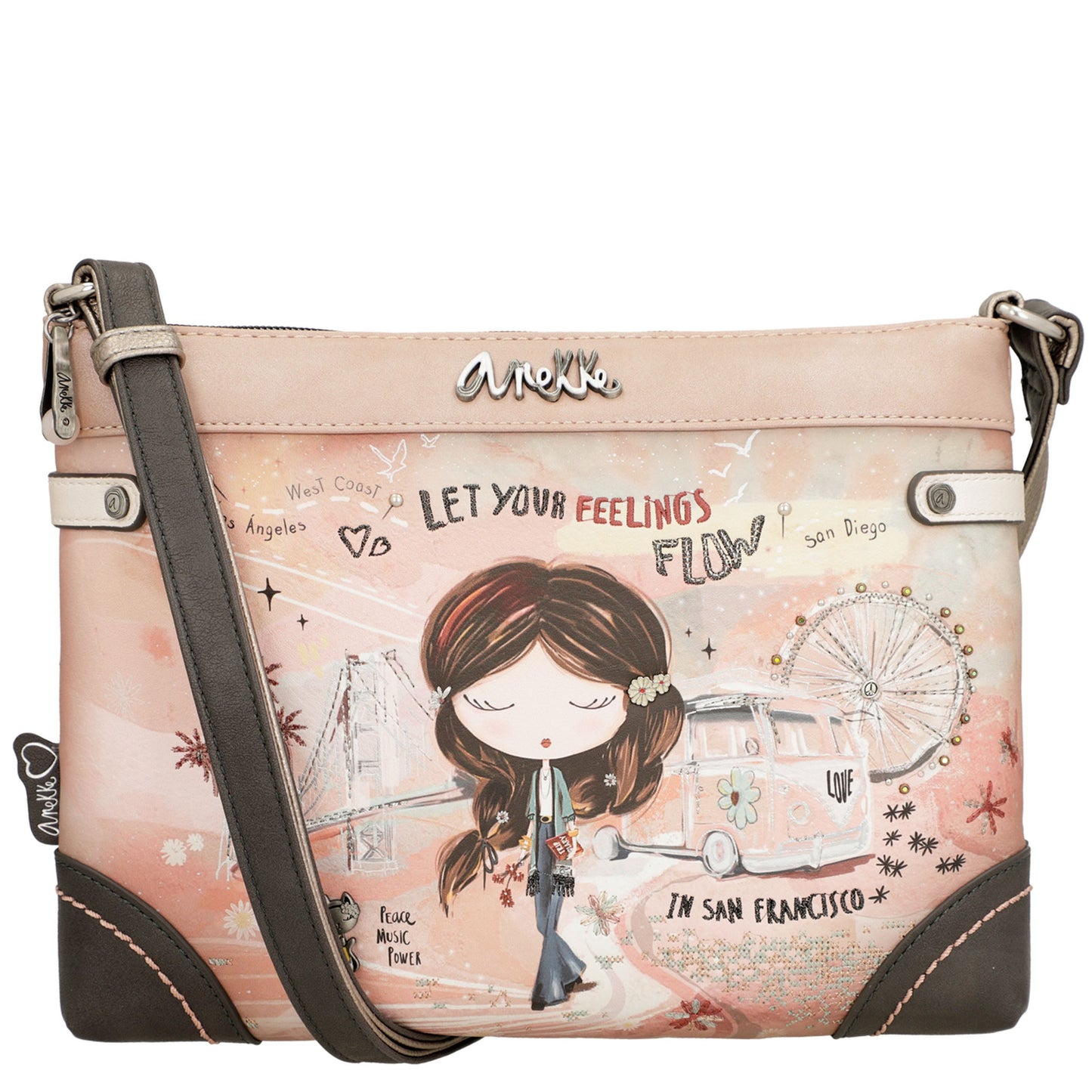 Borsa a tracolla media - PEACE & LOVE Pink