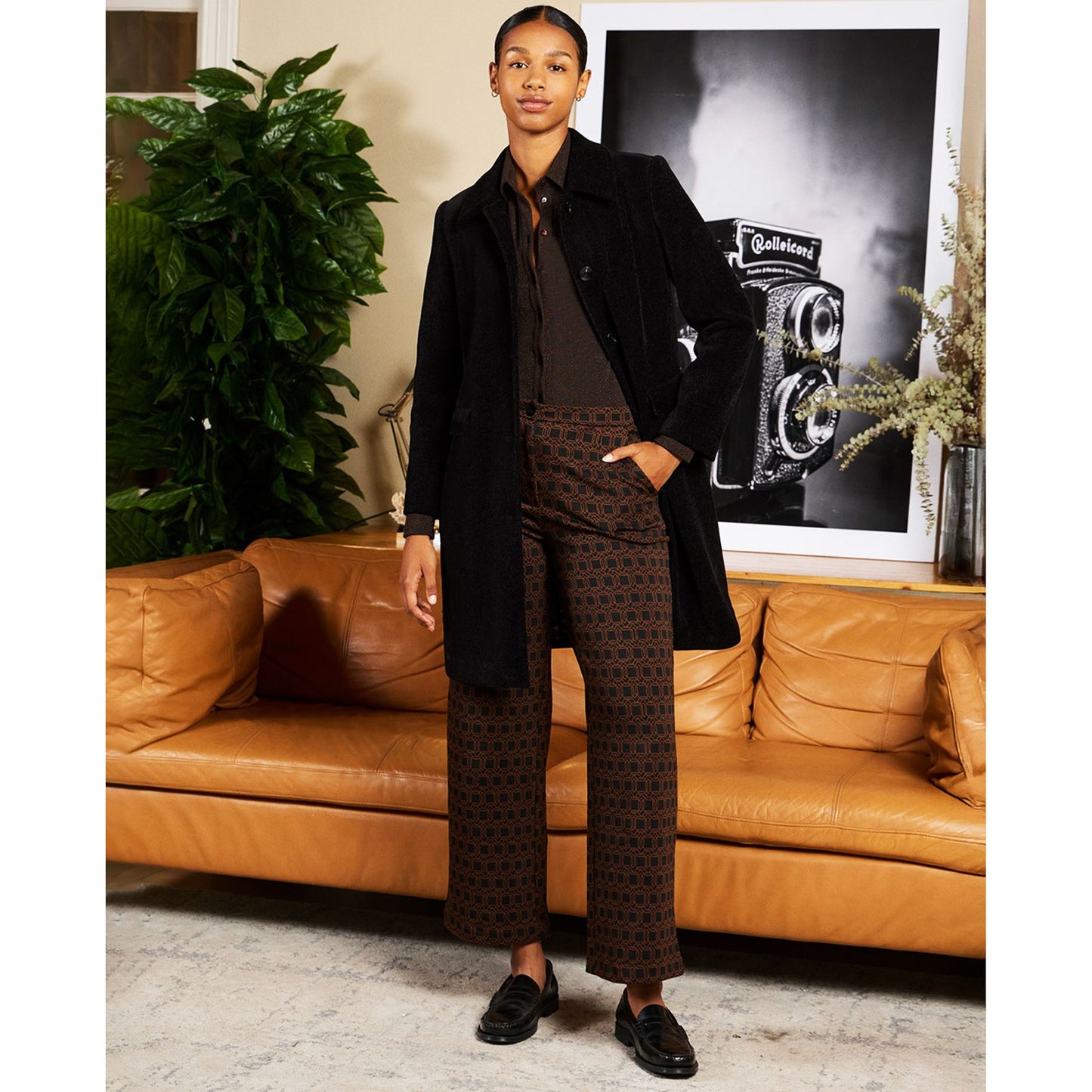 SURKANA - Pantaloni taglio dritto con stampa geometrica Nero-SURKANA-VIALESCARPE