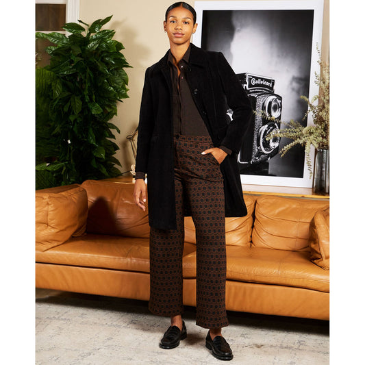 SURKANA - Pantaloni taglio dritto con stampa geometrica Nero-SURKANA-VIALESCARPE