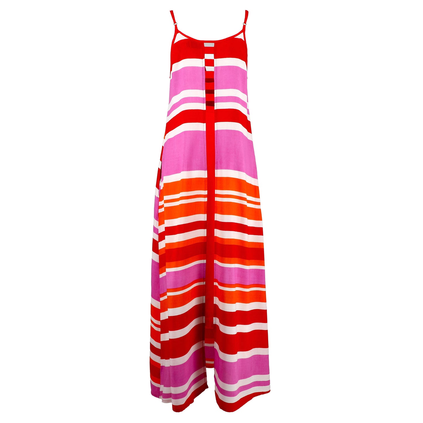 KARAKORUM Vestito CAROLINA Arancio, fuxia, rosso e bianco