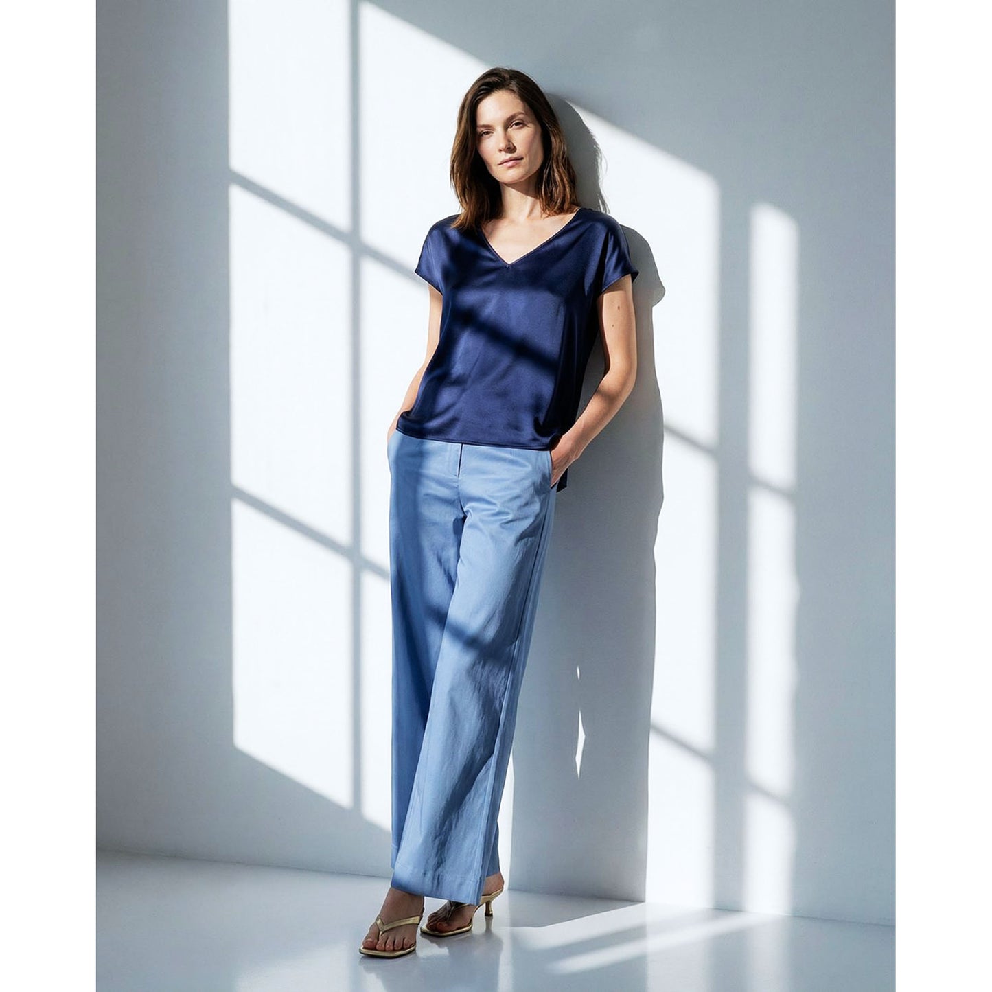 SURKANA Blusa con collo a V Blu-SURKANA-VIALESCARPE