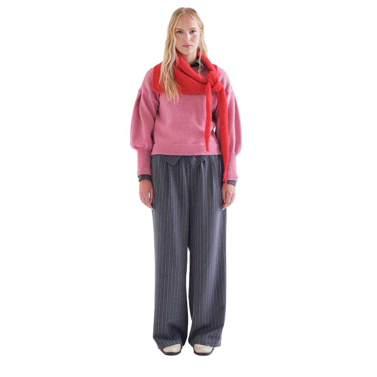COMPAÑÍA FANTÁSTICA Pantaloni grigio antracite a righe sottili