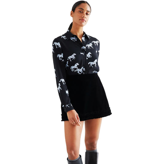 COMPAÑÍA FANTÁSTICA Camicia con stampa Horse, Nero e AzzurroCOMPAÑÍA FANTÁSTICA Camicia con stampa Horse, Nero e Azzurro